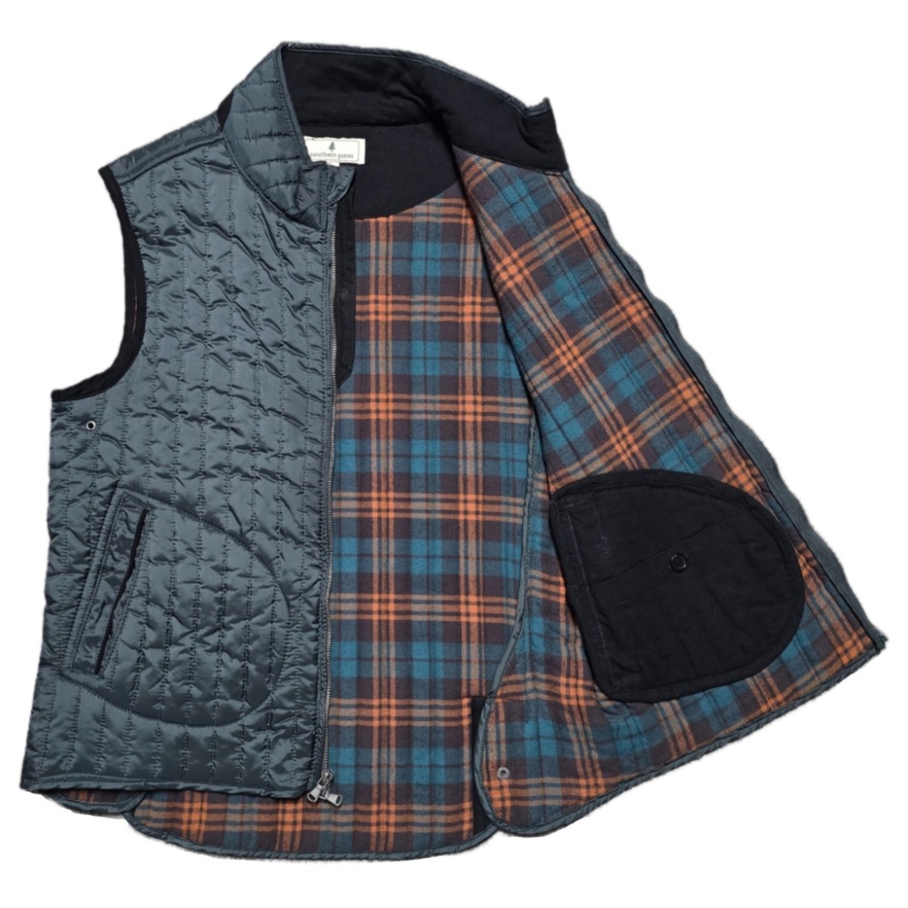 VTG Southern Pines Green Quilted Vest Flannel Lined Pockets Unisex M Equestrian